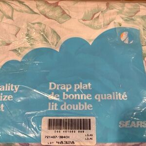 Sears Lilac and Green Leaf Patterned Bed Sheet